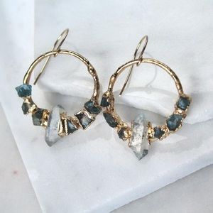 Herkimer diamond earrings, raw crystal earrings